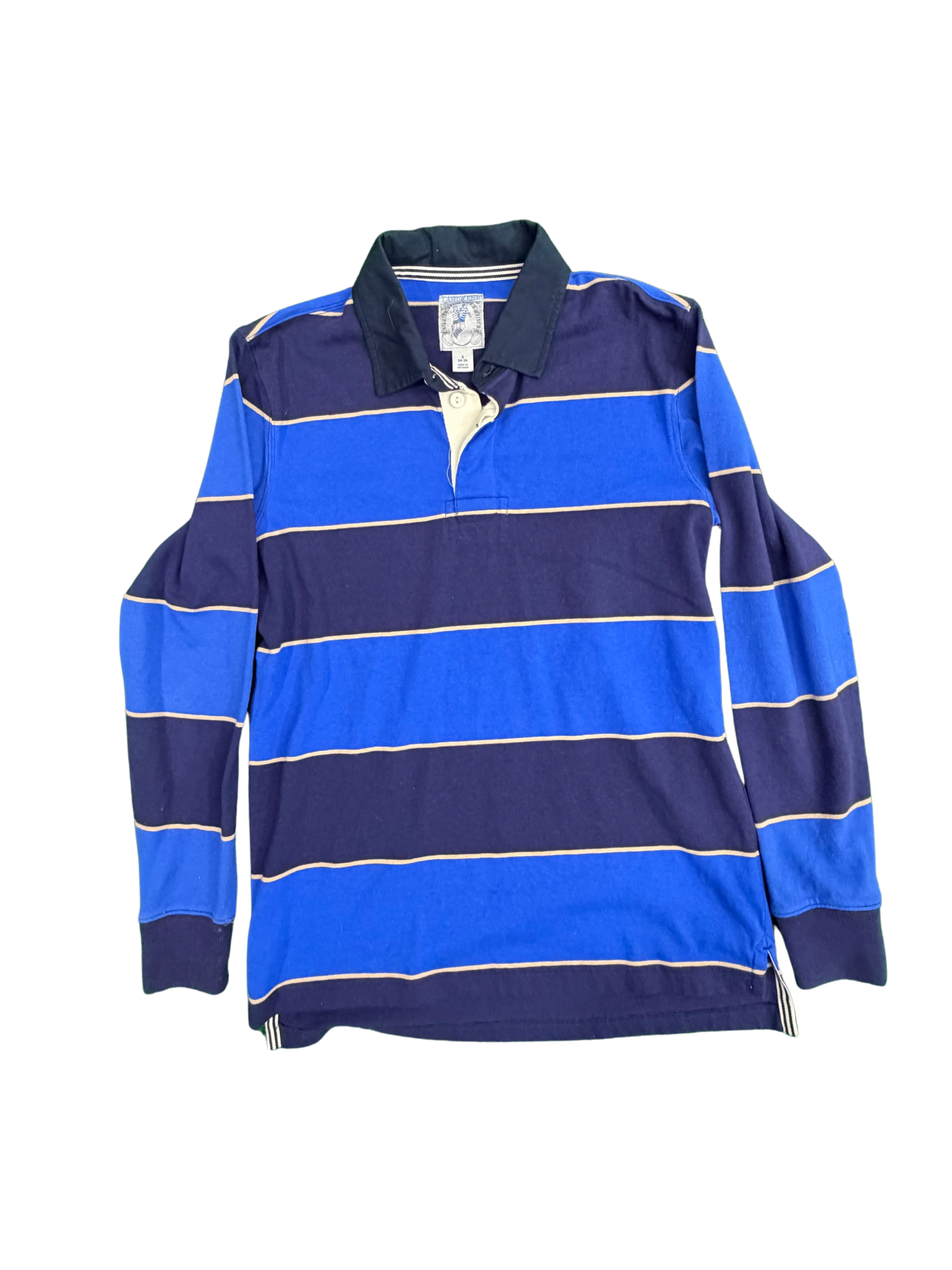 Vintage Blue Rugby Striped Polo