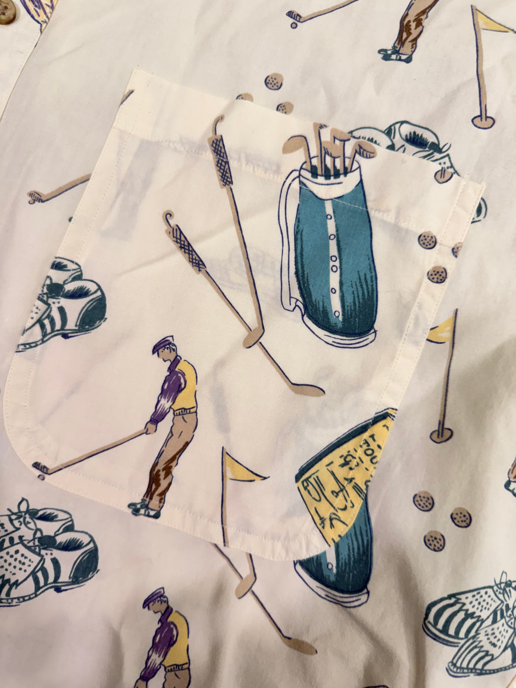 Vintage Salty Dog Golf Pattern Button Down Shirt
