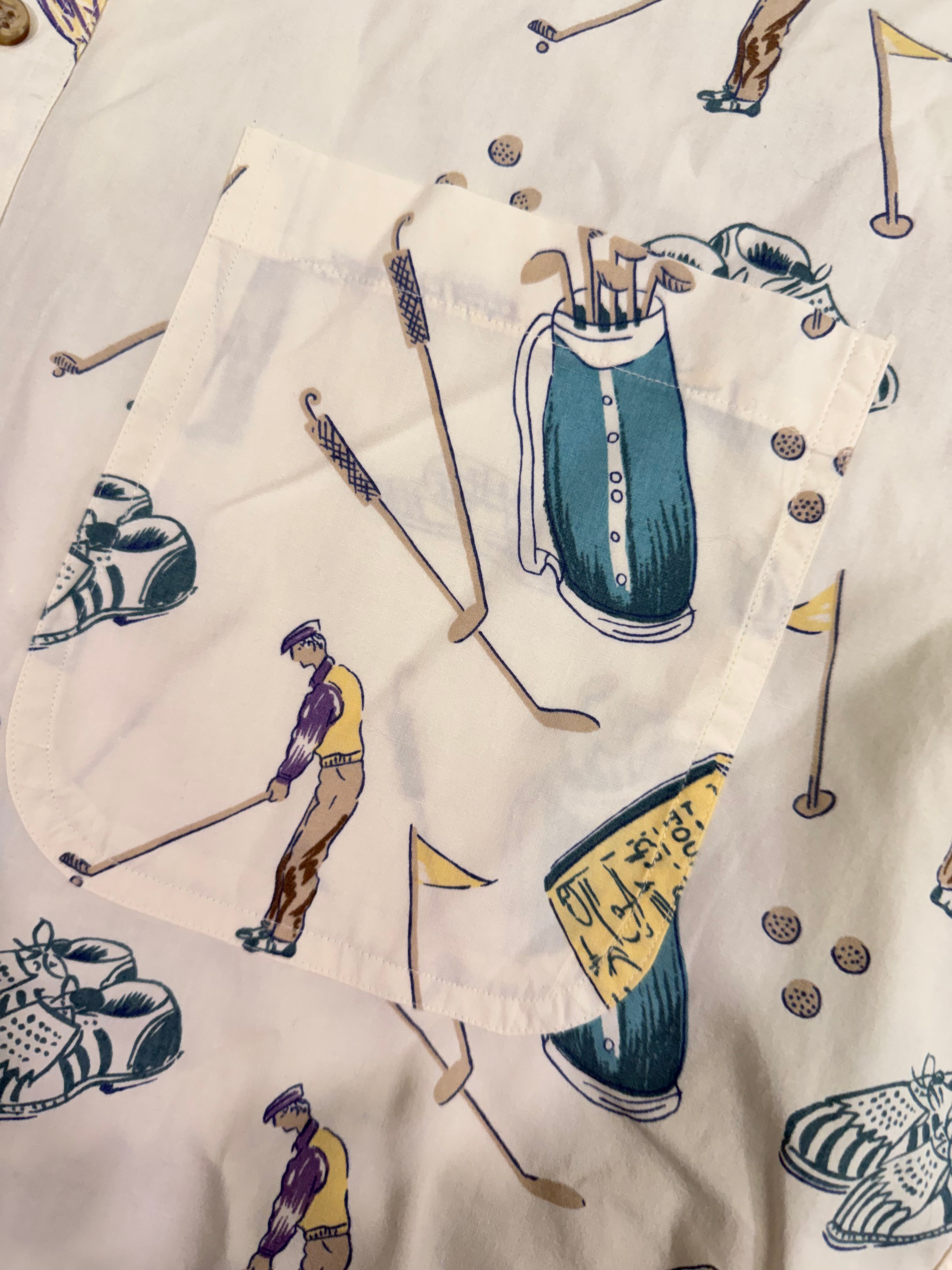 Vintage Salty Dog Golf Pattern Button Down Shirt