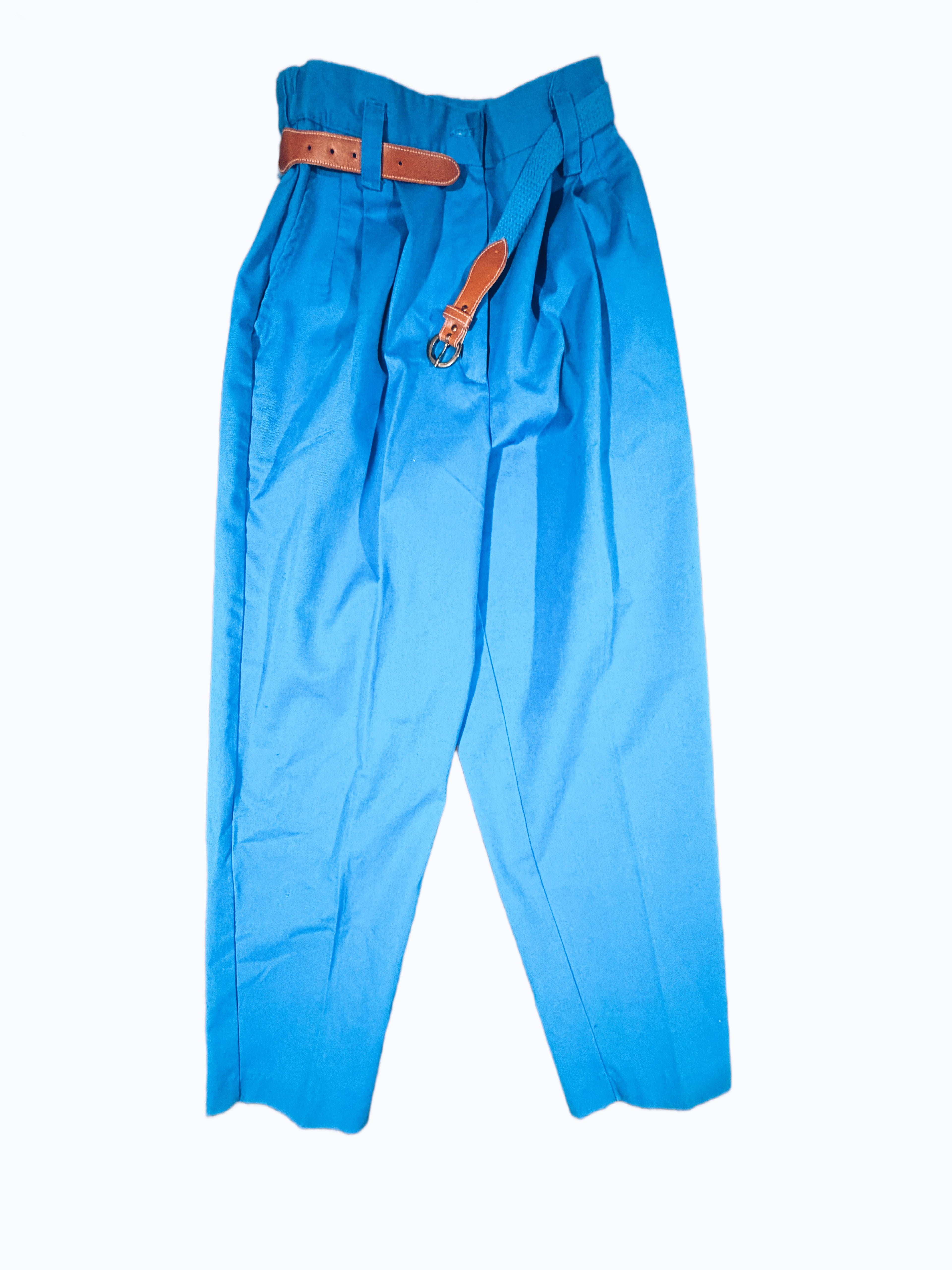 Women's Vintage Blue Belted Trousers