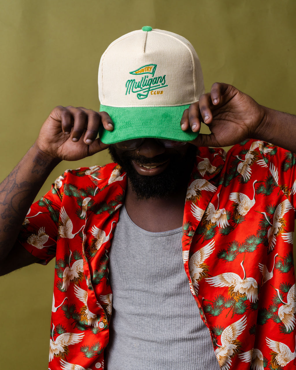 The Cord Cap - Clubhouse Green and Cream