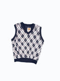 Women's Vintage Black and White Argyle Sweater