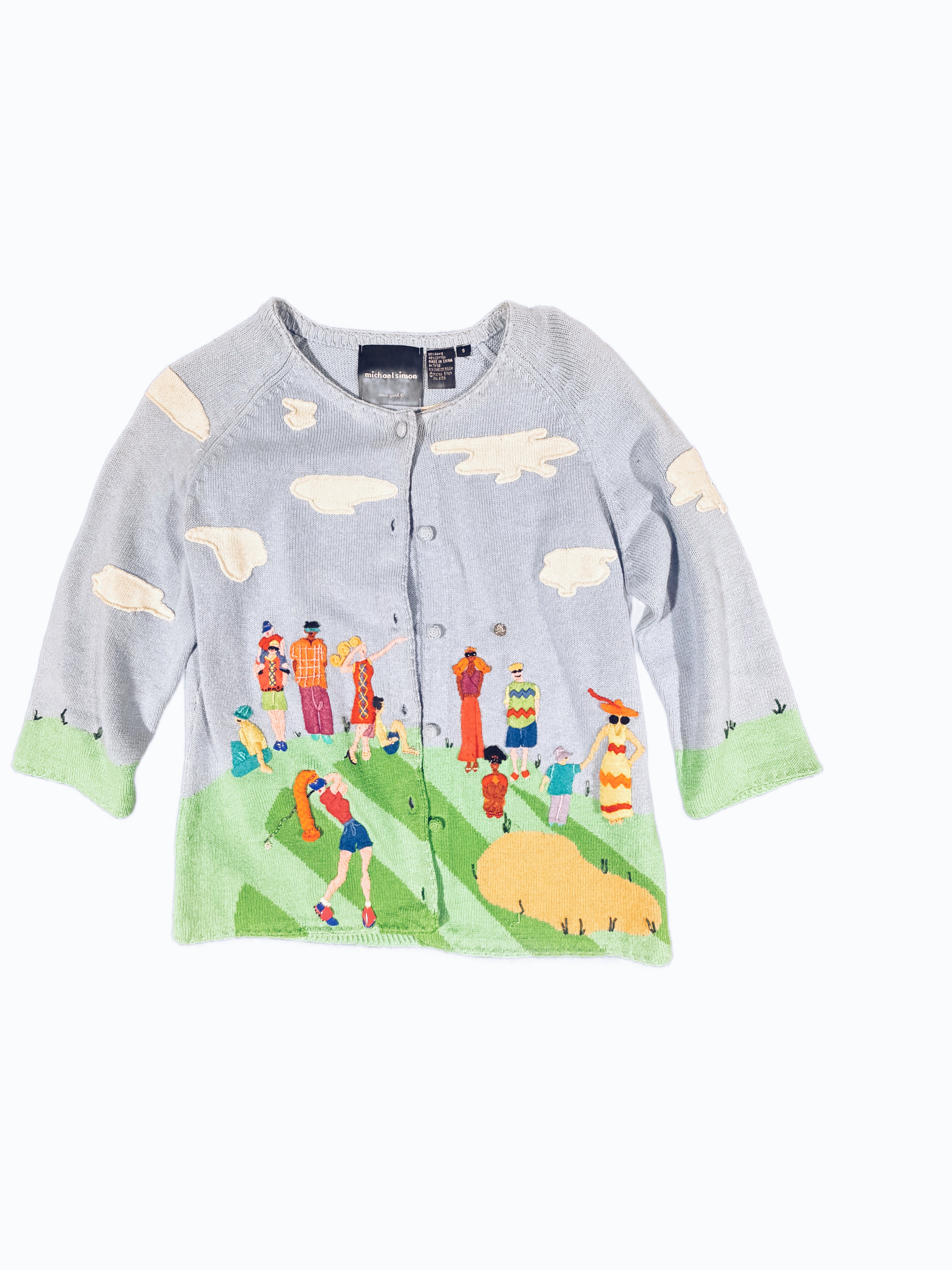 Women's Vintage Knit Cardigan Golf Scene