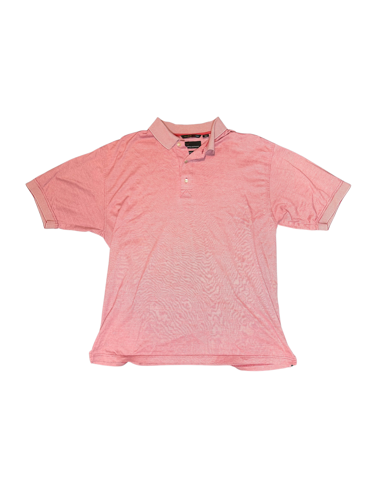Vintage Greg Norman Red Patterned Polo (Pinhole) - Size Large