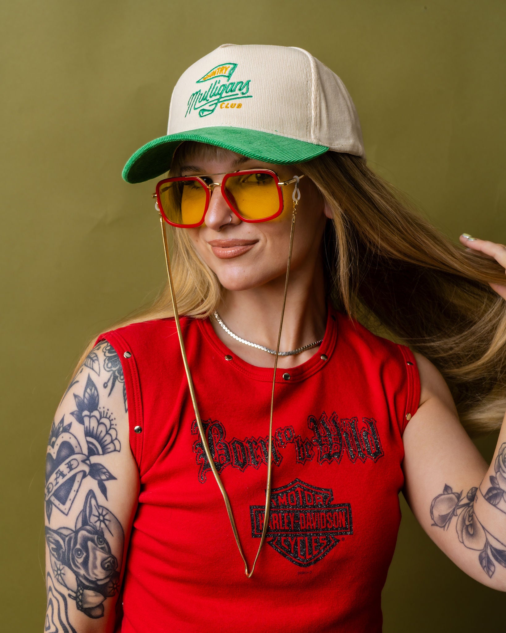 The Cord Cap - Clubhouse Green and Cream