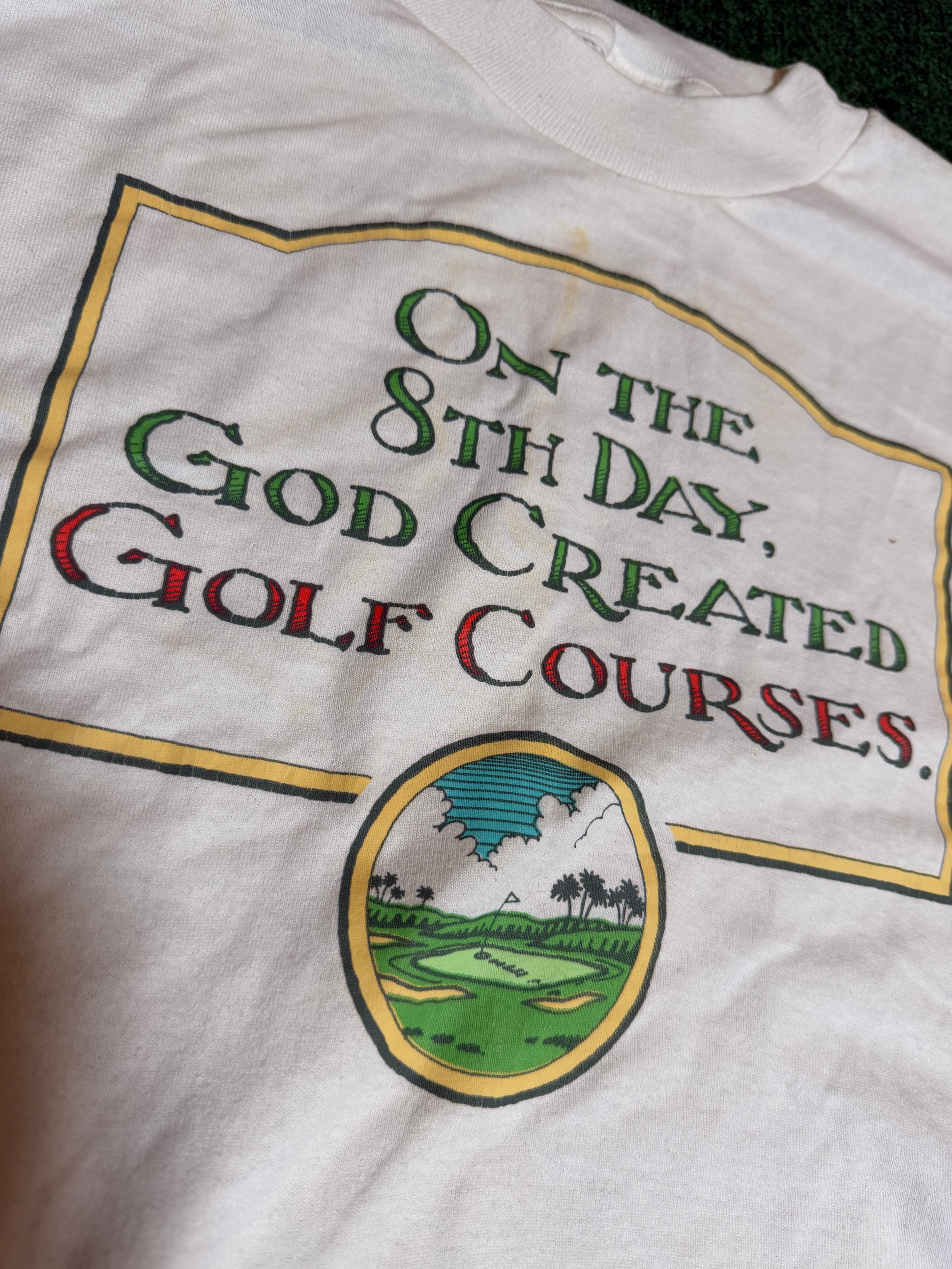 Vintage God Created Golf T-Shirt (Spot)