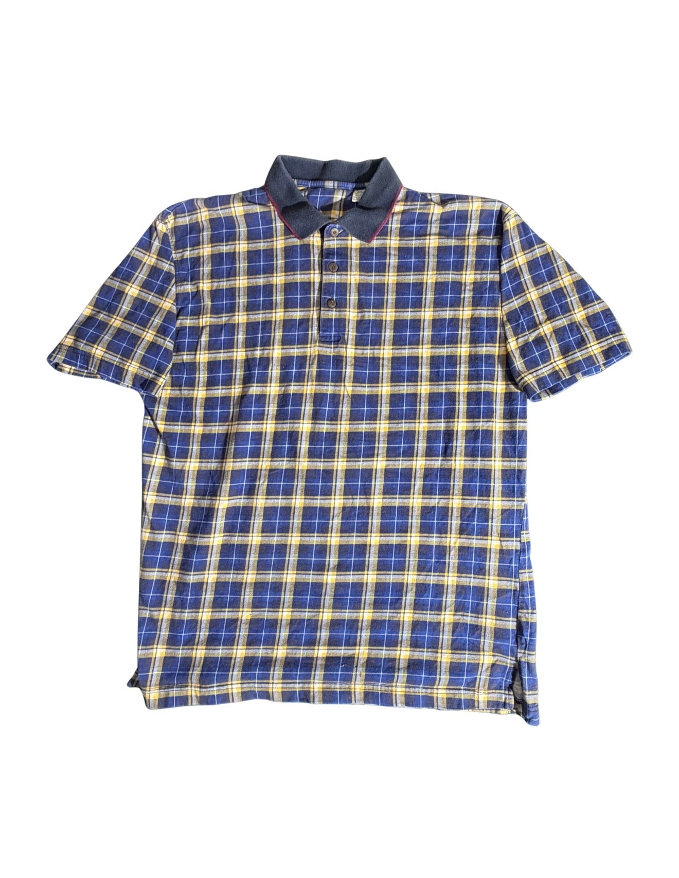 Vintage Blue Yellow Plaid Polo