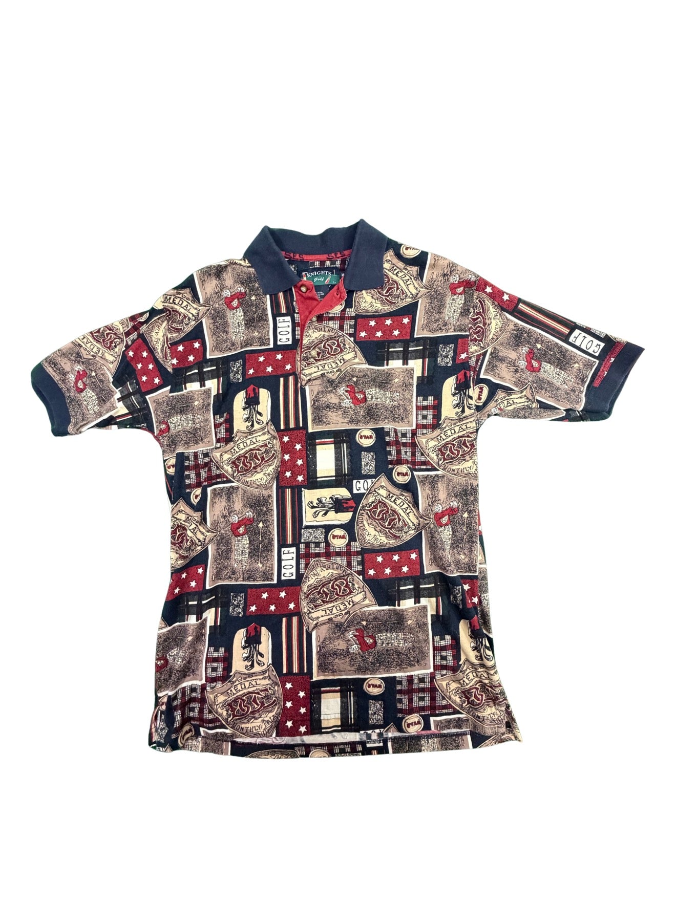 Vintage Knights Golf AOP Design Polo