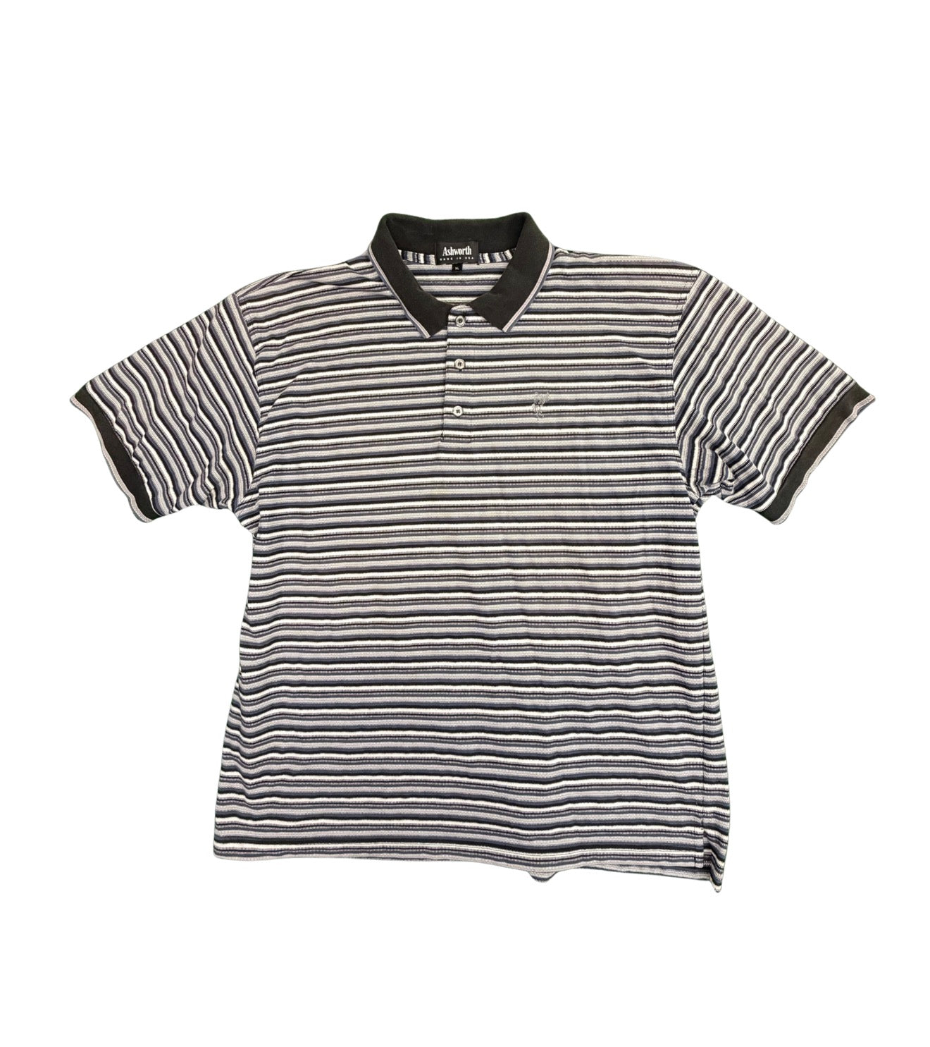 Vintage Ashworth Black and Grey Stripe Polo